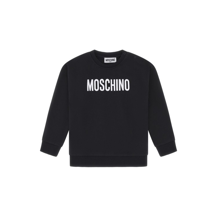 MOSCHINO Felpa nera con logo stampato neonati