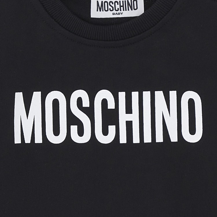 MOSCHINO Felpa nera con logo stampato neonati