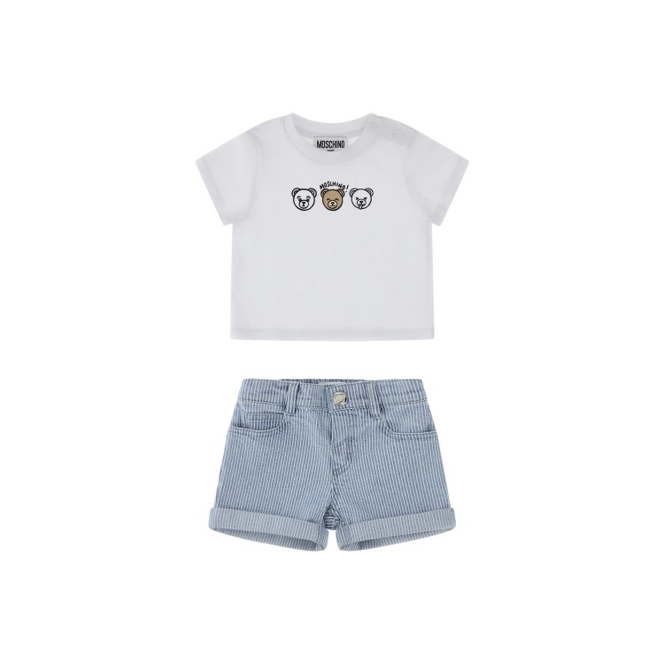 MOSCHINO Set t-shirt e short in denim neonato