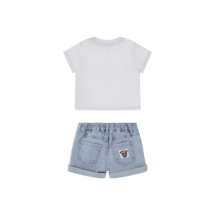 MOSCHINO Set t-shirt e short in denim neonato