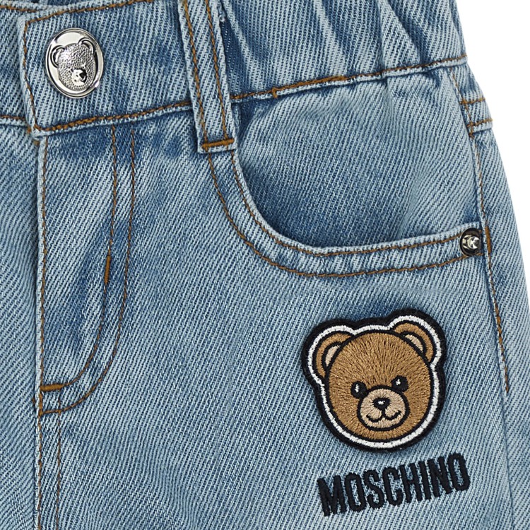 MOSCHINO Jeans elasticizzato con patch Teddy neonati