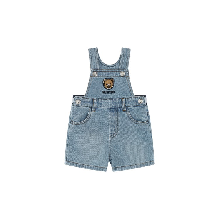 MOSCHINO Salopette in denim con Teddy Bear neonato