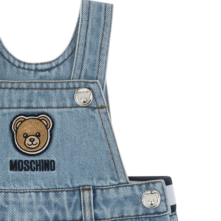 MOSCHINO Salopette in denim con Teddy Bear neonato