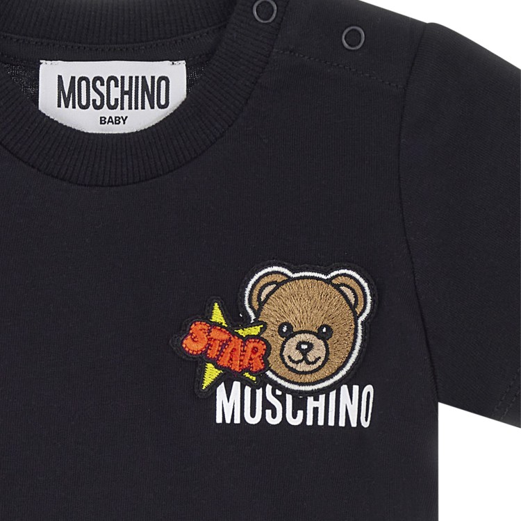 MOSCHINO T-shirt nera Teddy Bear neonato