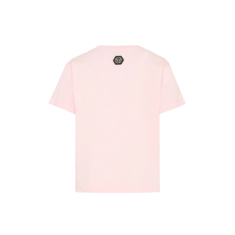 PHILIPP PLEIN T-shirt rosa con orsetto e logo strass bambina