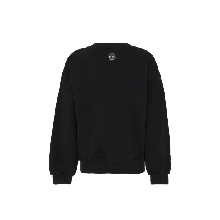 PHILIPP PLEIN Felpa nera con orsetto e strass bambina