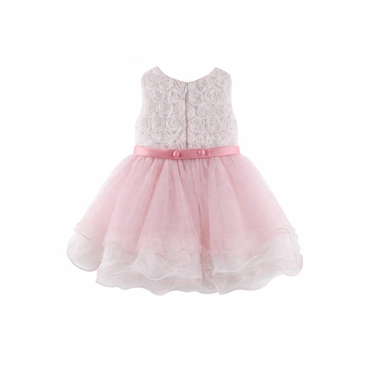 COLORI CHIARI Abitino rosa con corpetto con rose neonata