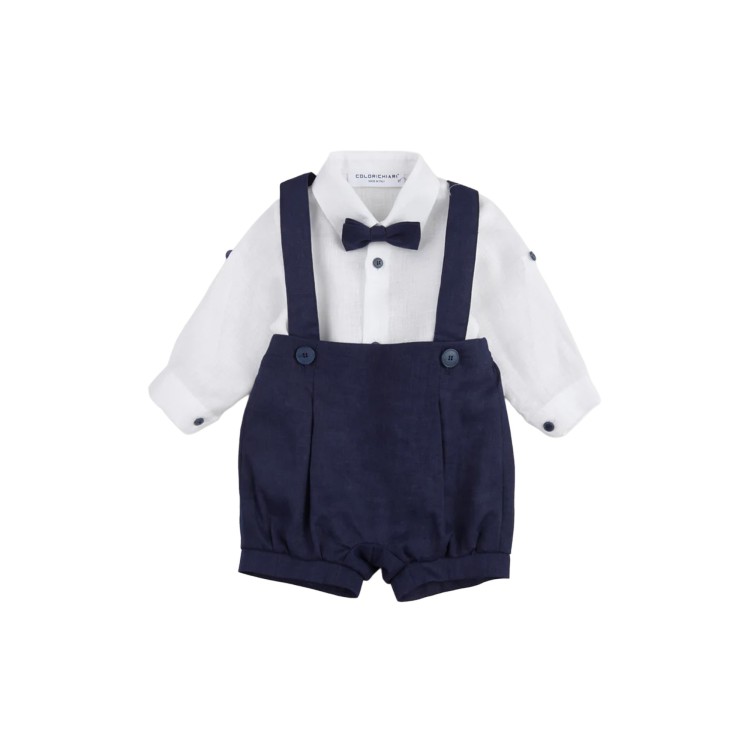 COLORI CHIARI Completo tre pezzi blu navy neonato