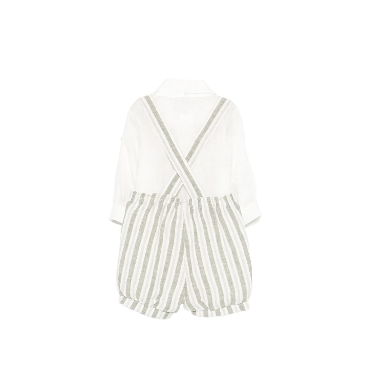 COLORI CHIARI Completo tre pezzi a righe salvia neonato