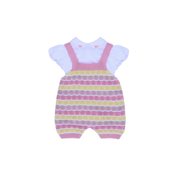 MARLU' Completo rosa con salopette neonata