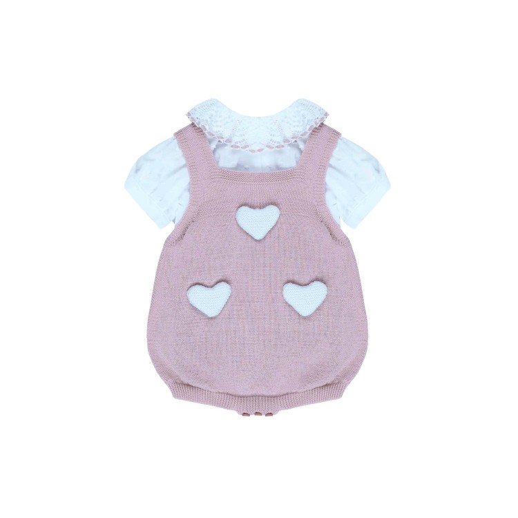 MARLU' Completo rosa con salopette neonata