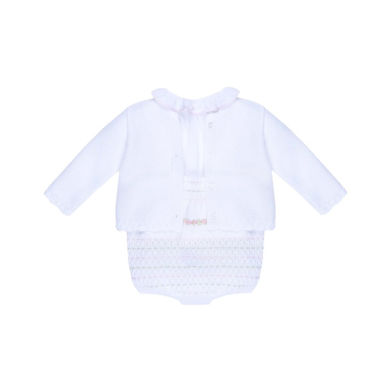 MARLU' Completo bianco tre pezzi con giacca neonata