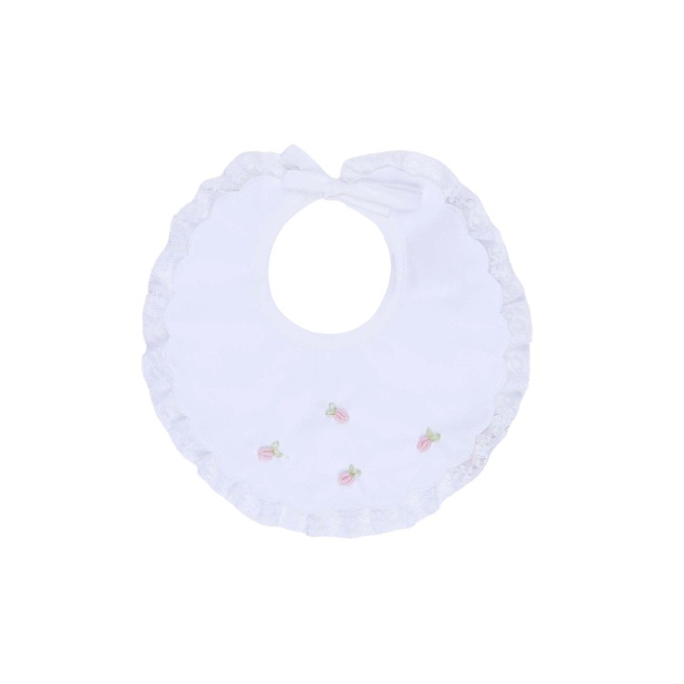 MARLU' Bavetta bianca con roselline neonata
