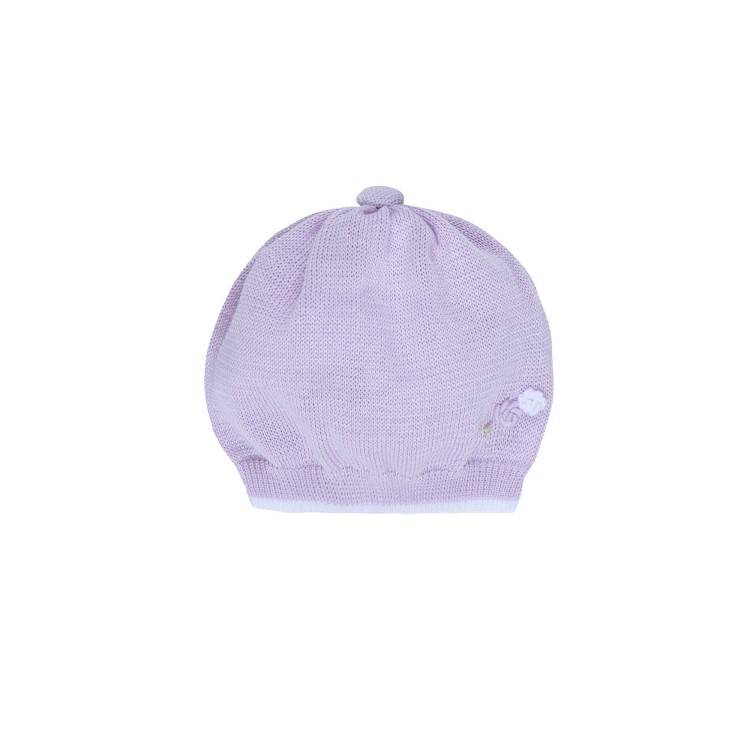 MARLU' Cappellino lilla con roselline neonata