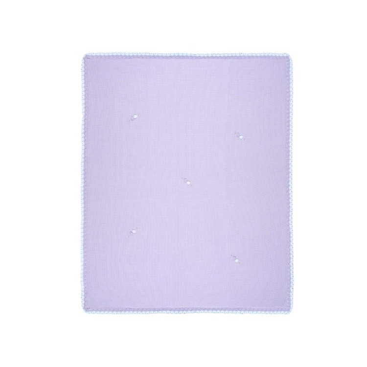 MARLU' Copertina lilla in filato con ricami neonata
