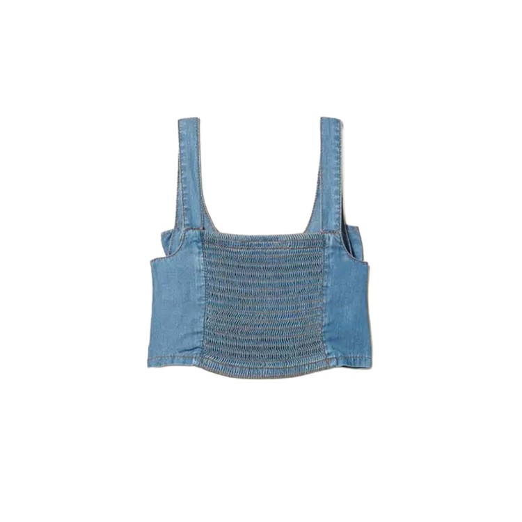 TWIN-SET Top in chambray con maxi fiocco bambina