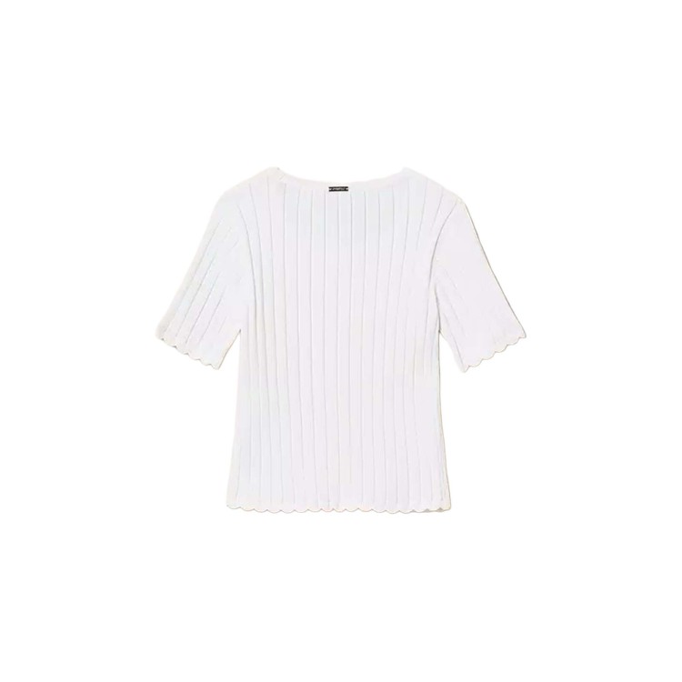 TWIN-SET T-shirt bianca a costine bambina