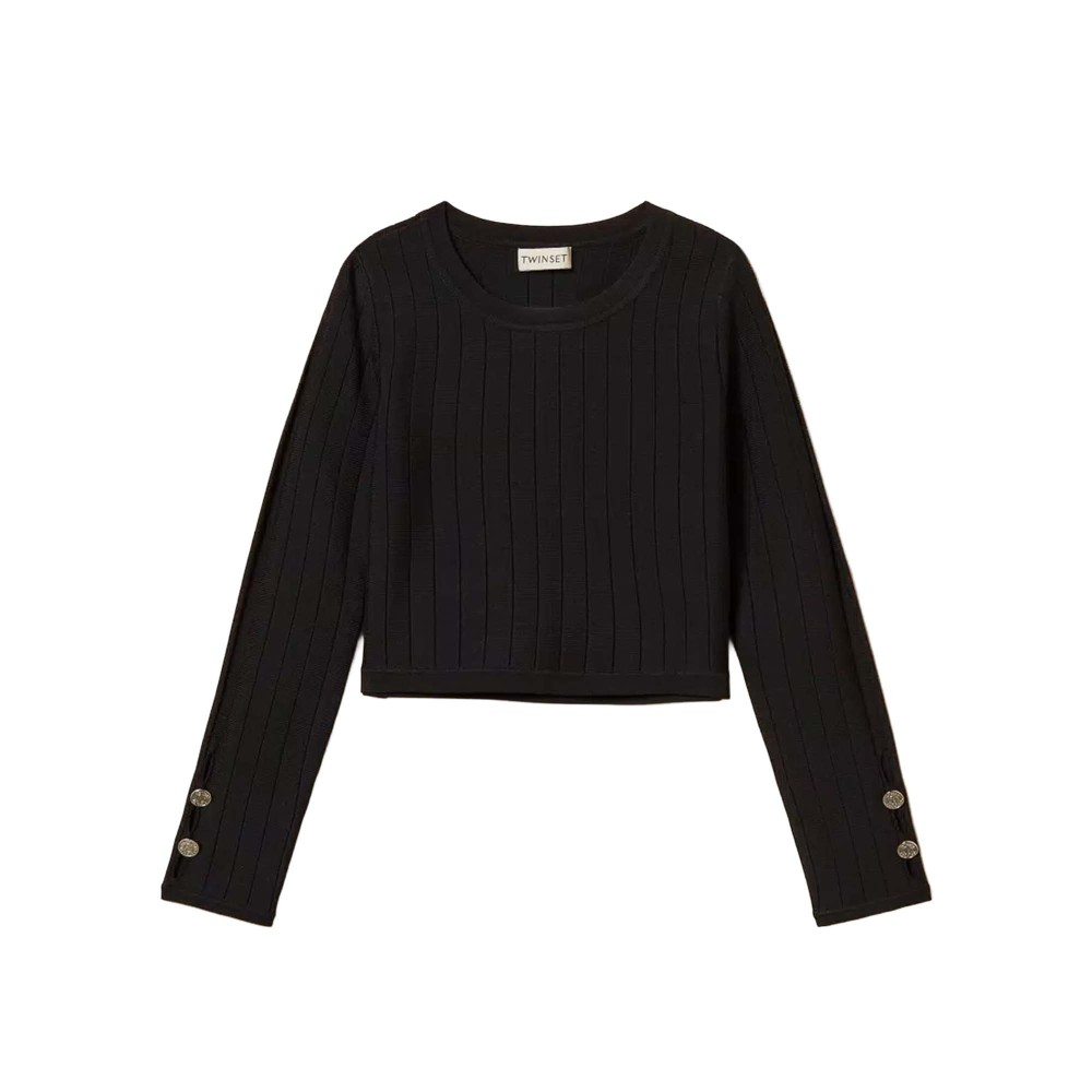 TWIN-SET Maglia nera a...