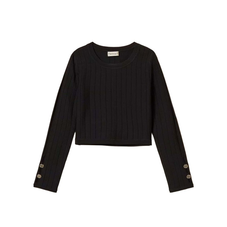TWIN-SET Maglia nera a coste bambina