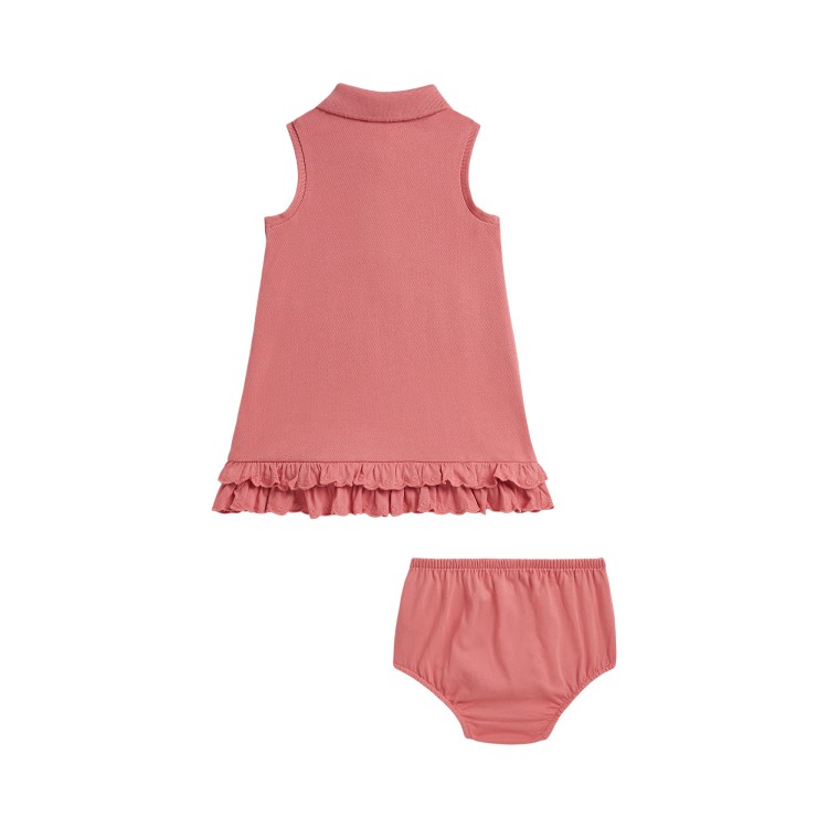RALPH LAUREN Abitino rosa con volant e bloomer neonata