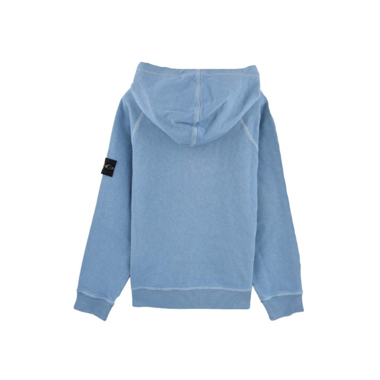 STONE ISLAND Felpa azzurra con cappuccio bambini