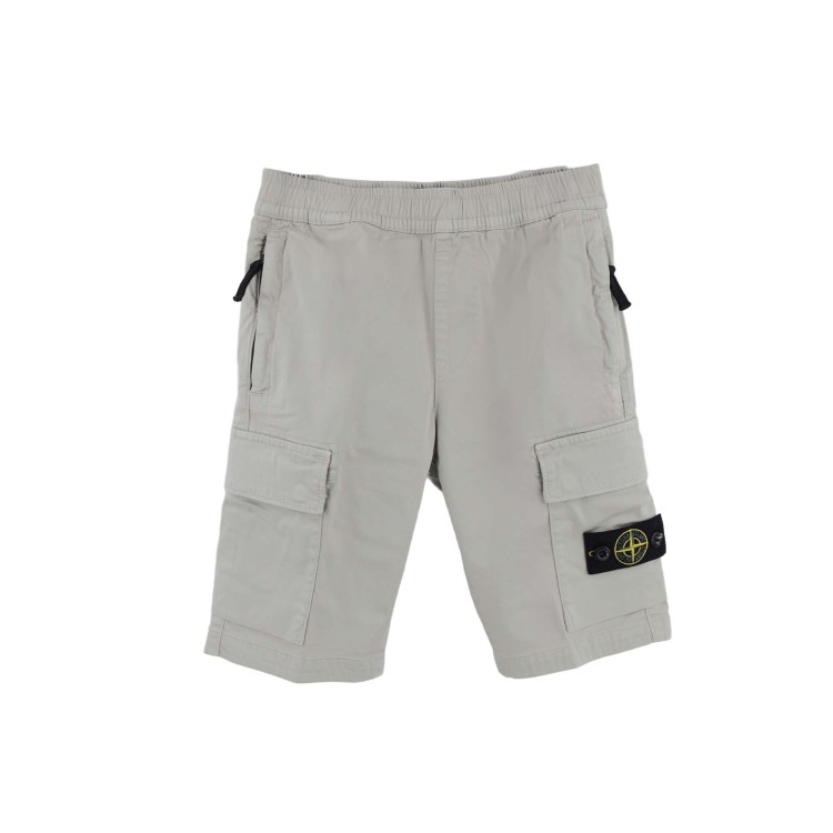 STONE ISLAND Shorts grigio perla in cotone bambini