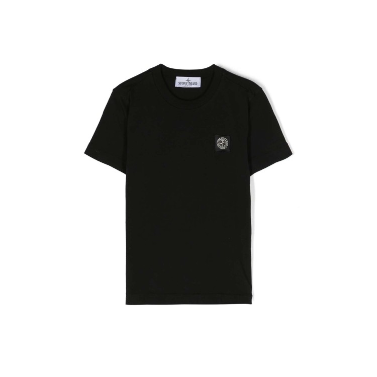 STONE ISLAND T-shirt nera patch logo nera bambini