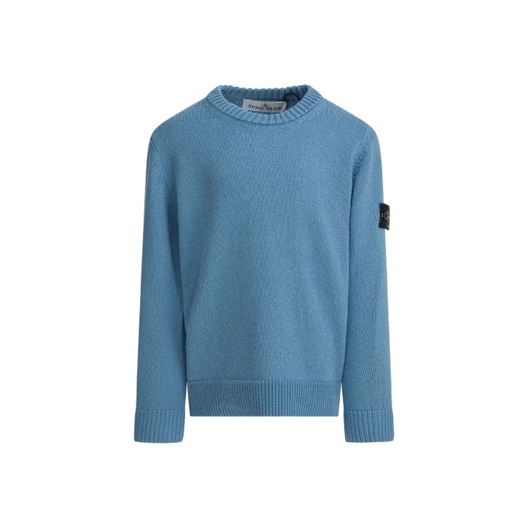 STONE ISLAND Maglia azzurra girocollo bambini