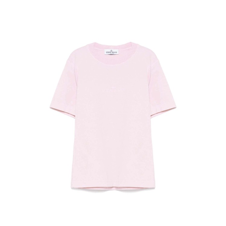 STONE ISLAND T-shirt rosa logo ricamato bambini
