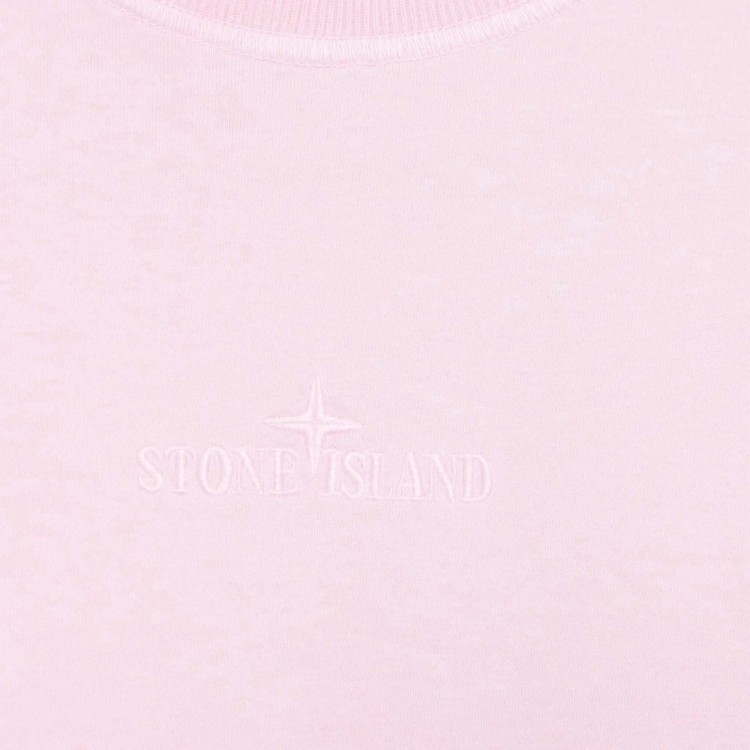 STONE ISLAND T-shirt rosa logo ricamato bambini