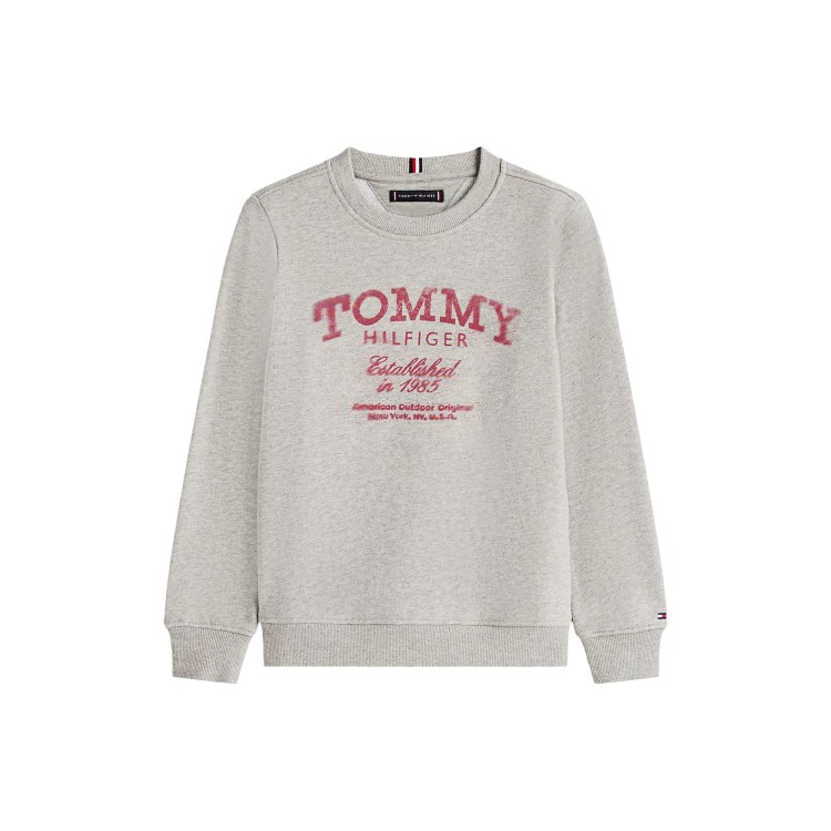 TOMMY HILFIGER Felpa grigia con logo faded bambino