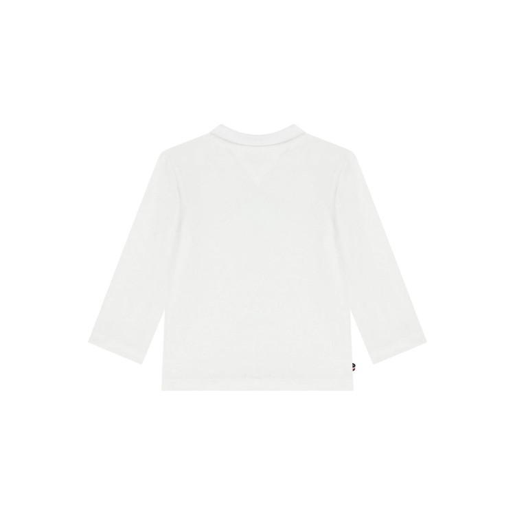 TOMMY HILFIGER T-shirt bianca a maniche lunghe con logo neonato