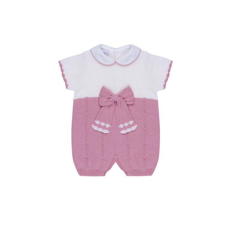 MARLU' Tutina corta bianca e rosa neonata