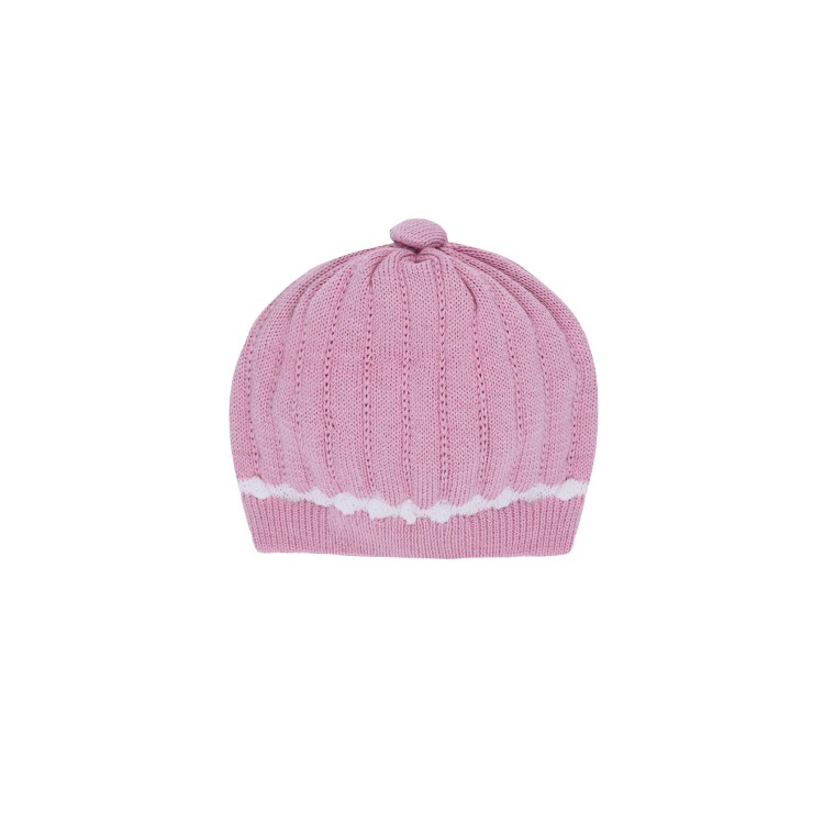 MARLU' Cappellino rosa a costine neonata