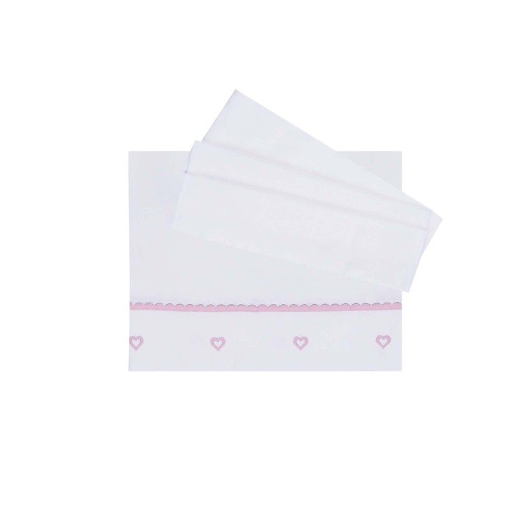MARLU' Set lenzuolino bianco con cuoricini neonata