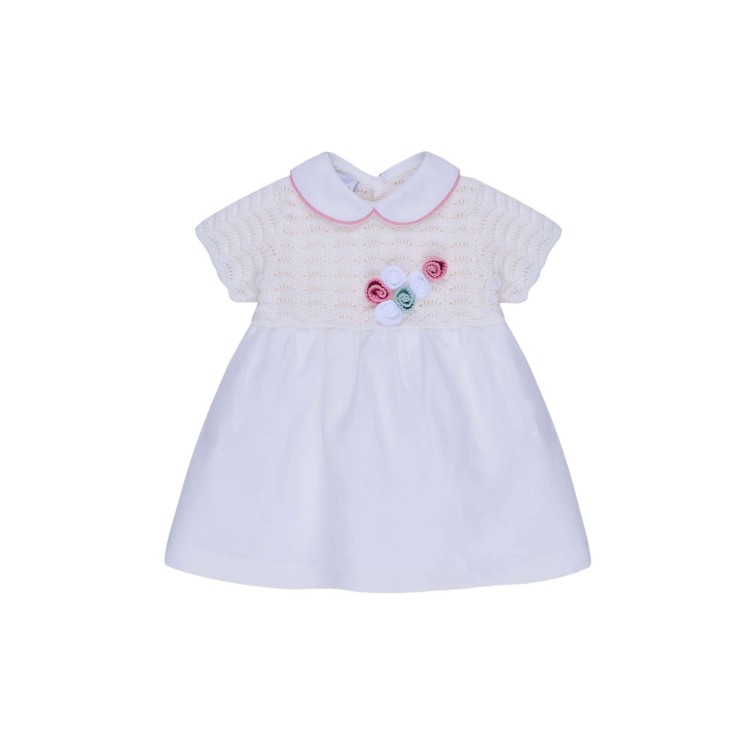 MARLU' Abito bianco con roselline neonata