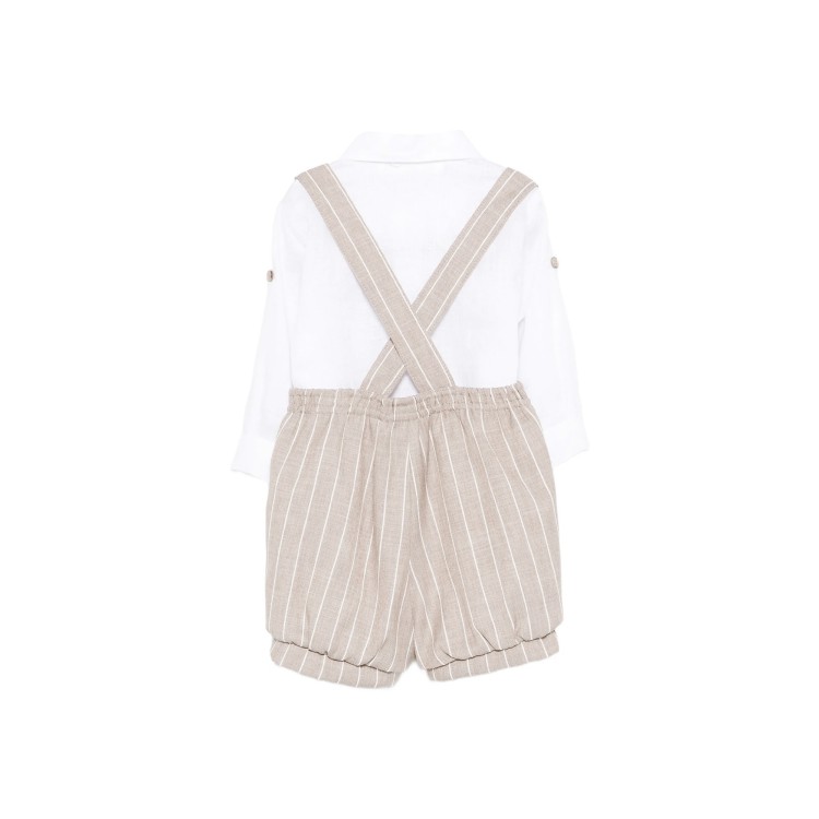 COLORI CHIARI Completo tre pezzi beige a righe neonato