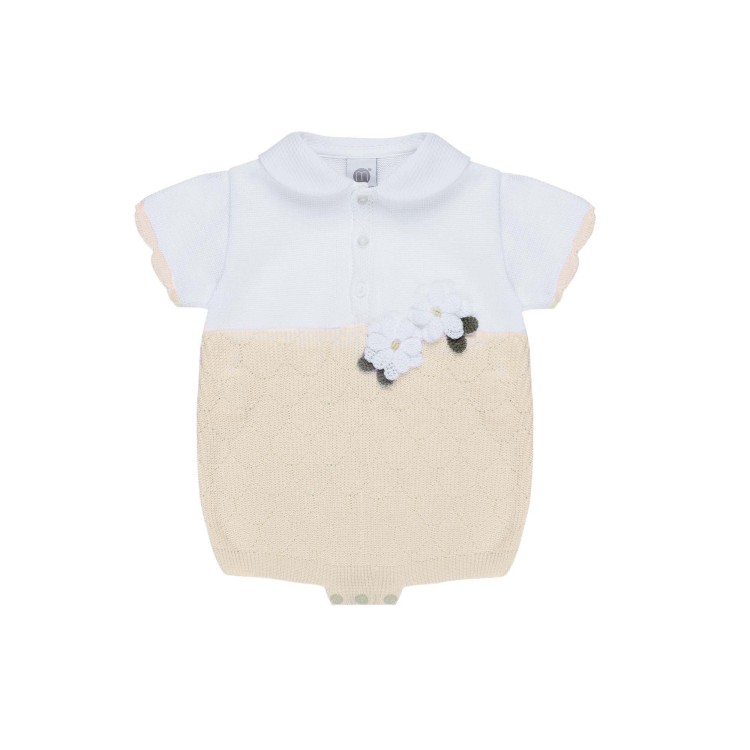 MARLU' Tutina corta bianca e gialla neonata