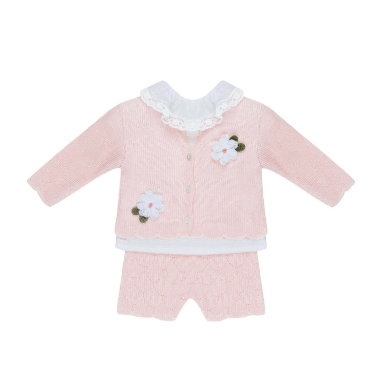 MARLU' Completo rosa tre pezzi con giacca neonata