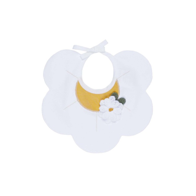 MARLU' Bavetta bianca e gialla con margherita neonata