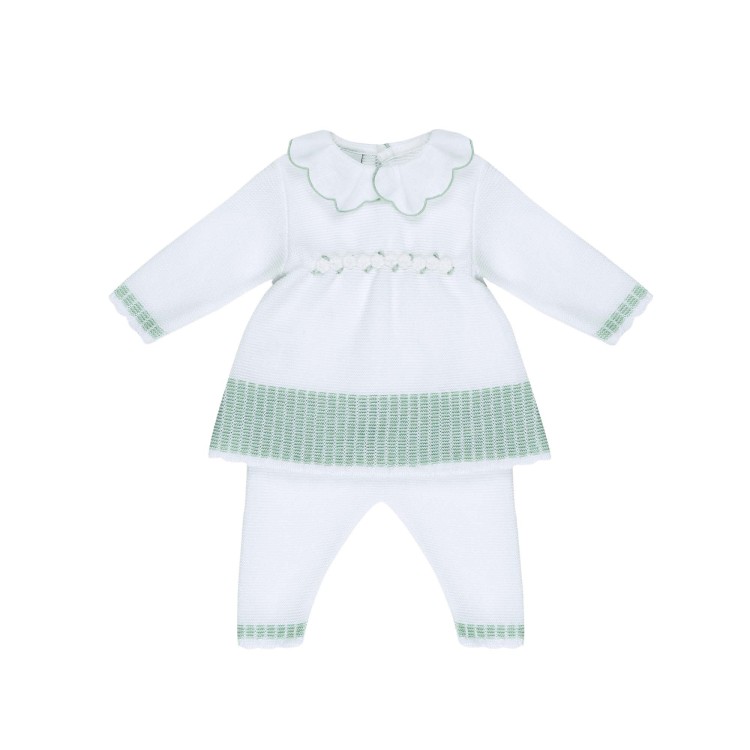 MARLU' Completo bianco e salvia due pezzi neonata