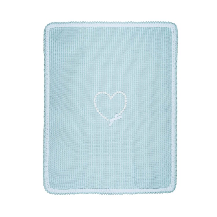 MARLU' Copertina salvia con fiorellini applicati neonata