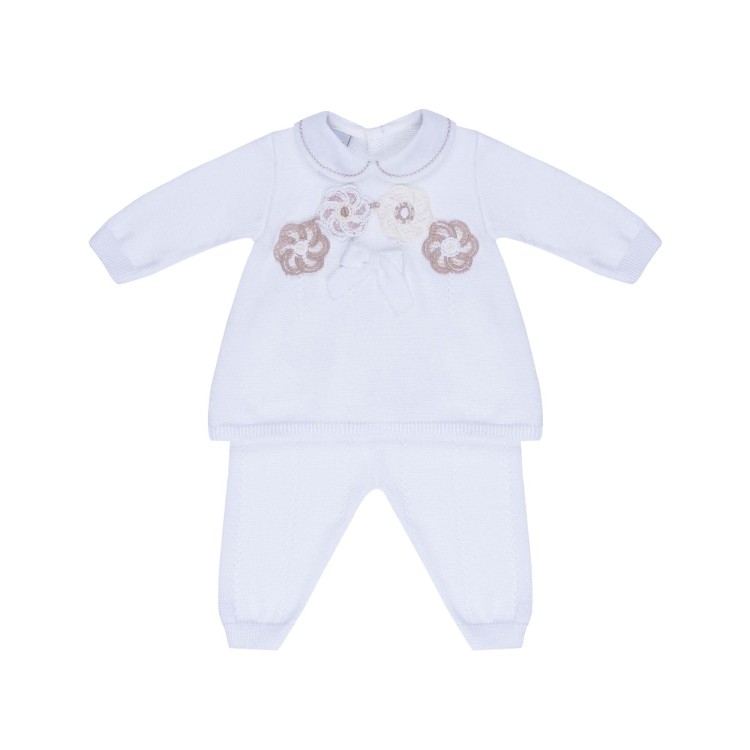 MARLU' Completo bianco e sabbia due pezzi neonata