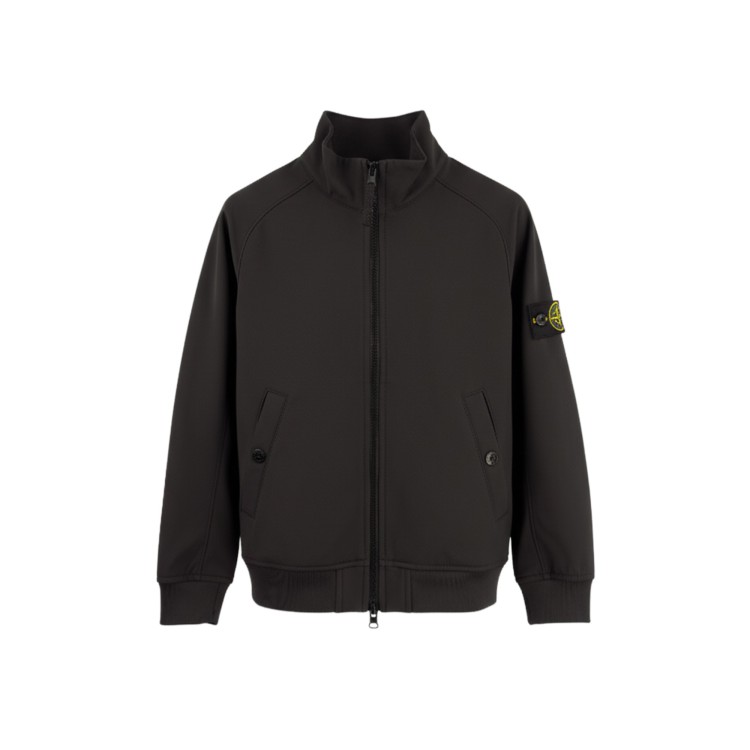 STONE ISLAND Giubbotto nero con zip bambini