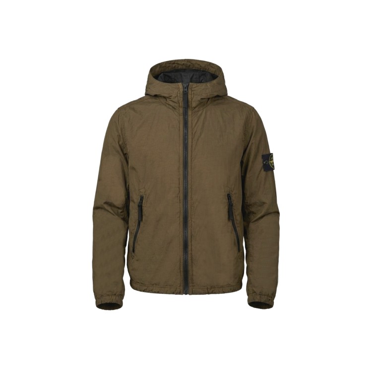 STONE ISLAND Giubbotto verde militare con cappuccio bambini