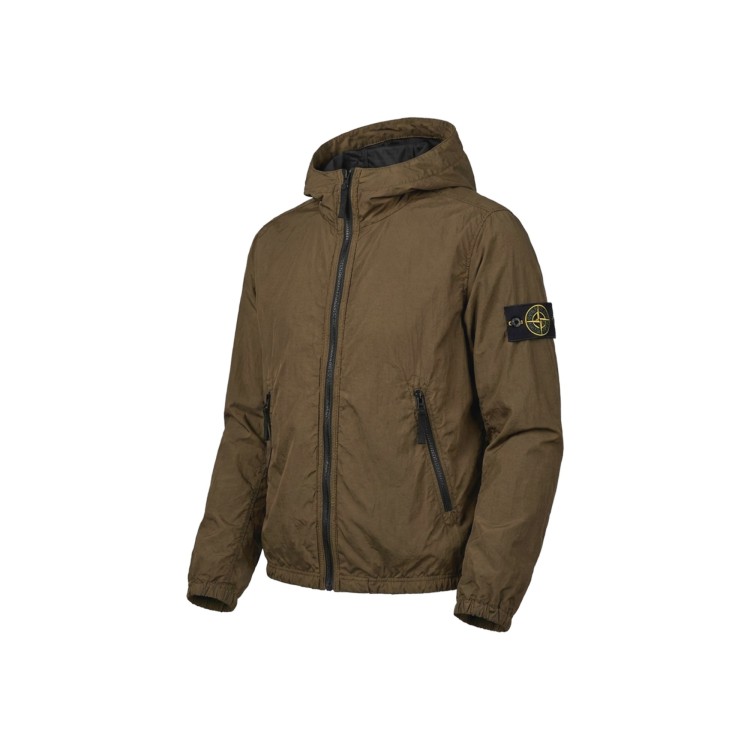 STONE ISLAND Giubbotto verde militare con cappuccio bambini