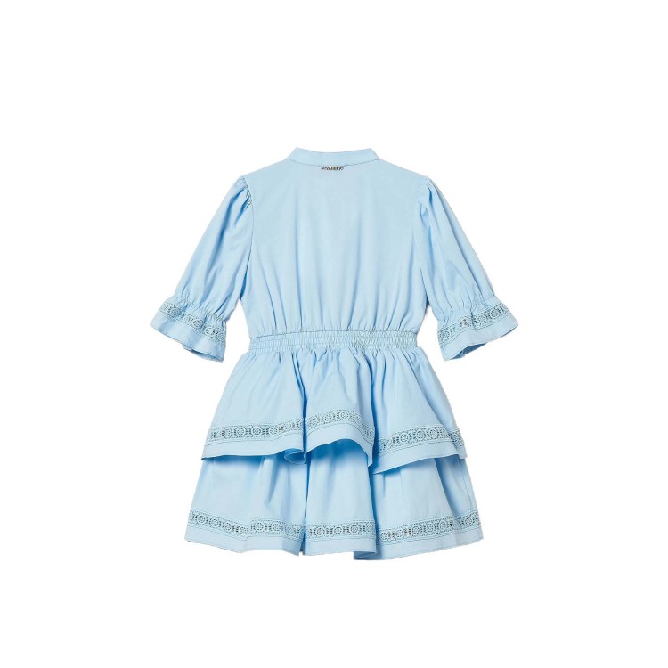 TWIN-SET Abito celeste in popline bambina