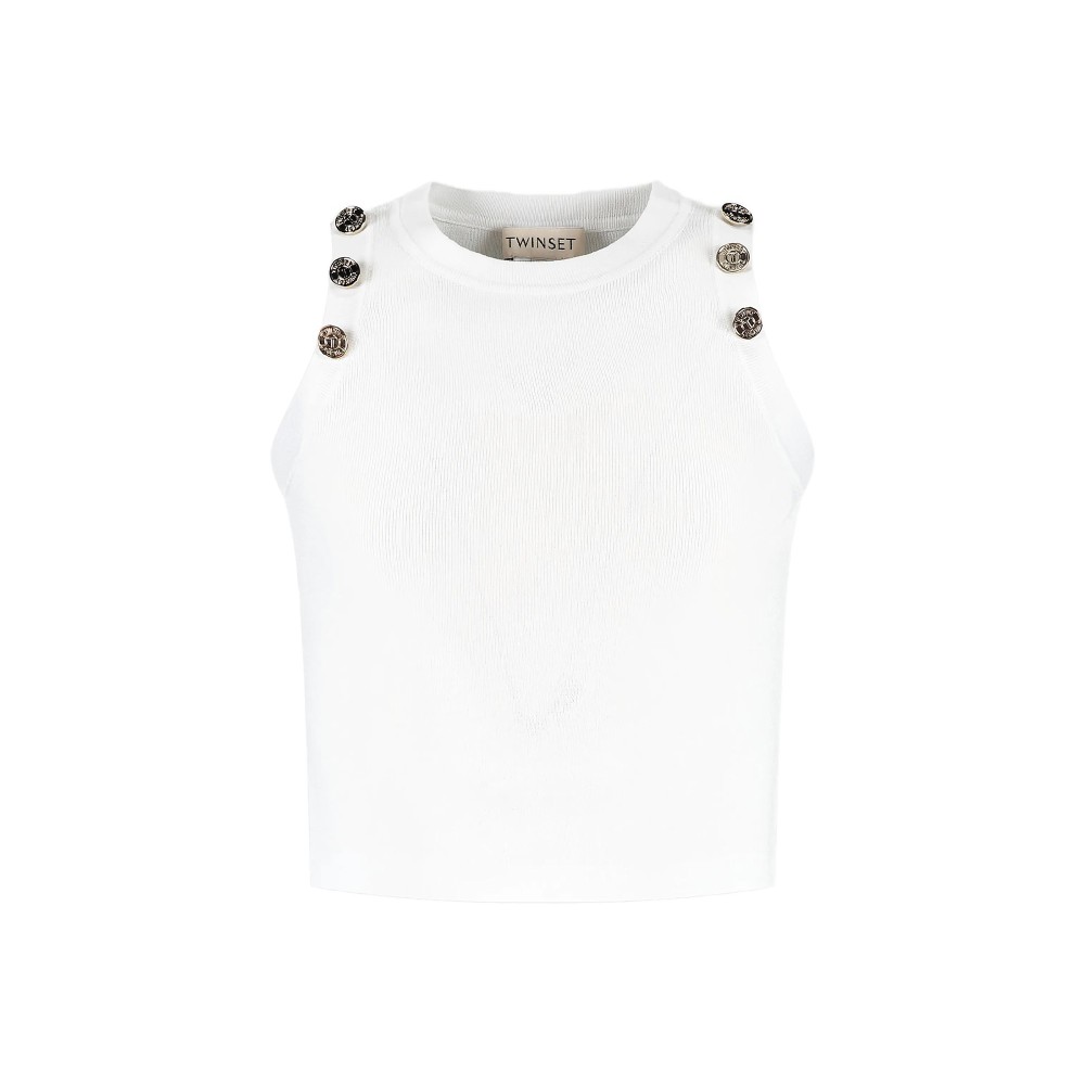 TWIN-SET Top bianco in...
