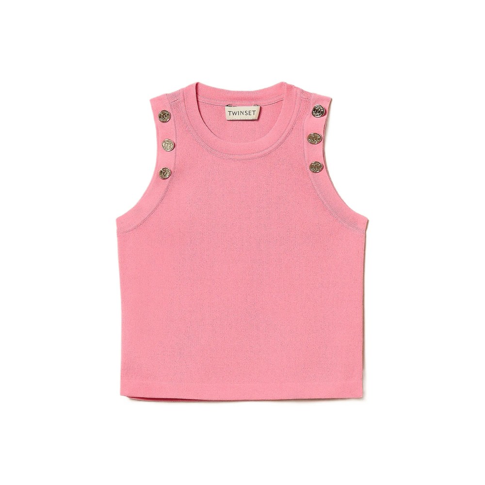 TWIN-SET Top rosa in maglia...