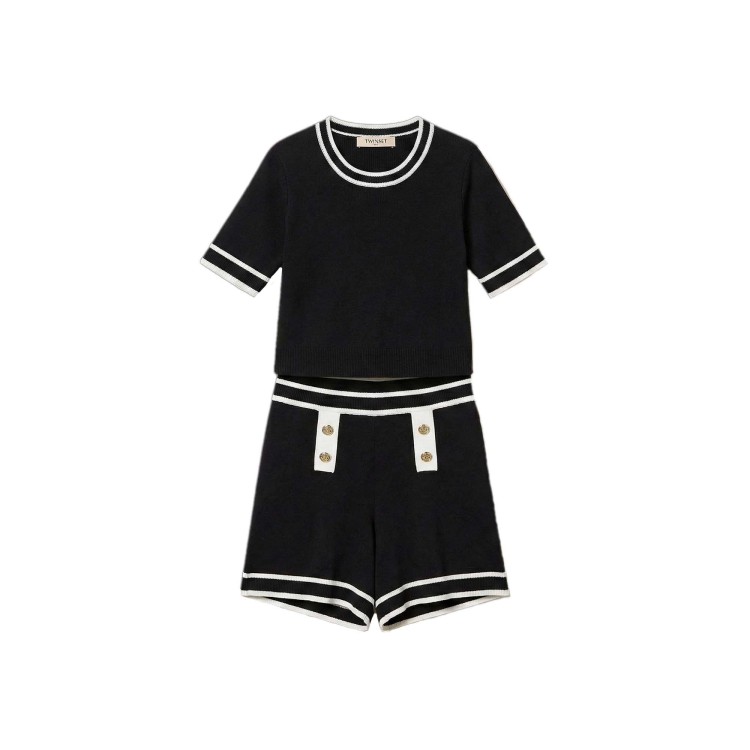 TWIN-SET Completo in maglia bianco e nero bambina